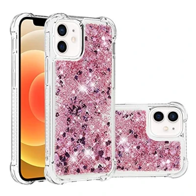Abbildung von KBIKO zxl Kompatibel mit iPhone 12 Mini Glitzer Hülle,Mädchen Glitzern Handyhülle,Paillette Flüssigkeit Clear Silikon Schutzhülle für Mini.Rose Gold YBL