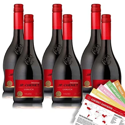Abbildung von JP.Chenet Medium Sweet Rot IGP, lieblich, sortenreines Weinpaket + VINOX Winecards (6x0,75l)