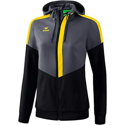 Abbildung von Erima Damen Squad Tracktop Trainingsjacke, Slate Grey/Schwarz/Gelb, 44