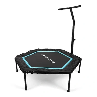 Abbildung von MSports® Fitnesstrampolin Fitness Trampolin mit Klappfunktion und Haltestange für Indoor Outdoor, Höhenverstellung 150 kg Belastbarkeit