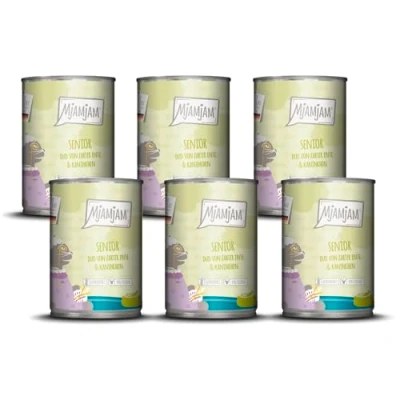 Abbildung von MjAMjAM Premium Nassfutter für Katzen Senior DUO von zarter Ente &amp; Kaninchen, 6er Pack (6x400g), getreidefrei