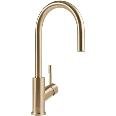 Abbildung von Villeroy &amp; Boch Küchenarmatur Umbrella Flex Hochdruck Armatur, mit ausziehbarer Brause, wassersparend, Gold