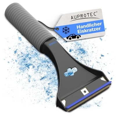 Abbildung von AUPROTEC Eiskratzer Messing/Eiskratzer Auto Messingklinge konvex &amp; Rutschfester Softgriff/Eiskratzer mit Gummilippe/Schneekratzer Auto/Scheibenkratzer Winter/Eisschaber schwarz blau