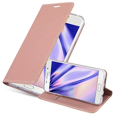 Abbildung von Cadorabo Hülle kompatibel mit Samsung Galaxy A3 2016 aus Premium Kunst Leder Flip Klappbare Stoßfeste Magnetische [Standfunktion] [Kartenfächern] Cover für Tasche in Rosa