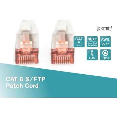 Abbildung von DIGITUS LAN Kabel Cat 6 5m RJ45 Netzwerkkabel S/FTP Geschirmt Kompatibel zu 6A &amp; 7 Weiß