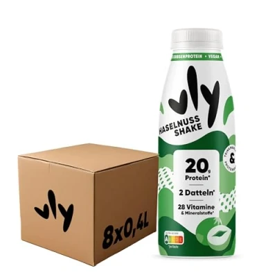 Abbildung von vly Haselnuss 400 ml Flasche Veganer Nuss Drink + 20g Protein ohne Zuckerzusatz Proteinreich &amp; kalorienarm aus Pflanzenprotein Haselnussdrink Milchalternative Eiweiß Proteindrink
