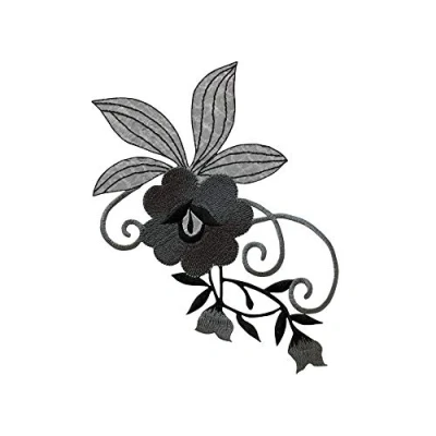 Abbildung von Monoquick Bügelbild Aufnäher Patch Applikation zum Aufbügeln Blumen Ornament schwarz grau groß 18,0 x 10,0 cm (22100)