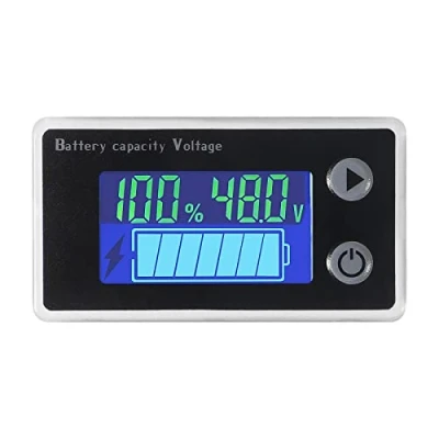 Abbildung von Batteriekapazitätsmonitor 10 100 V Gauge Meter Voltmeter mit Temperaturanzeige Digitaler Universal Batteriekapazitätstester Schalter 12 24 36 48 LCD Display Batterieanzeige