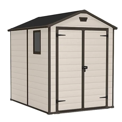Abbildung von Keter Manor 6x8DD Gartenhaus wetterfest 7.6m3, Kunststoff, Outdoor, Außenmaße: BxTxH:185 x 236 227 cm, Innenmaße: 169 222 219 beige