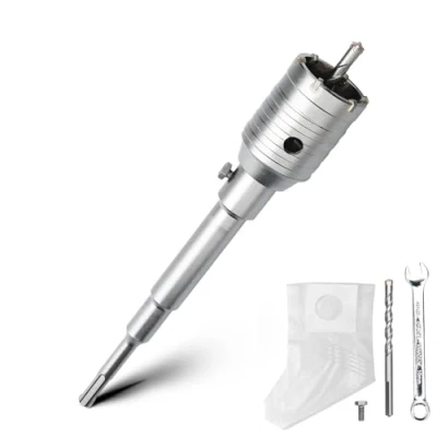 Abbildung von 51MM Hohl Bohrkrone Set mit SDS plus Adapter 220mm und Zentrierbohrer 8x110mm,Bohrkrone Steckdose für Mauerwerk Beton