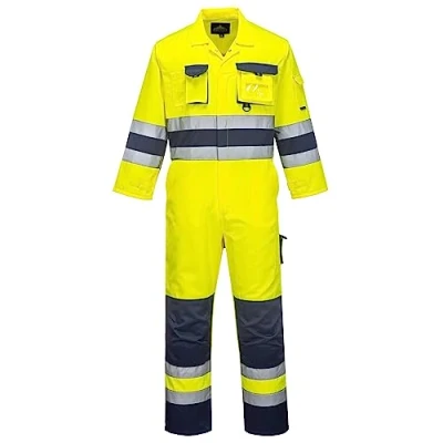 Abbildung von Portwest TX55 Herren Nantes Hi Vis Reflektierende Overall Arbeitsoveralls Sicherheitsklasse 3 Gelb/Navy, S