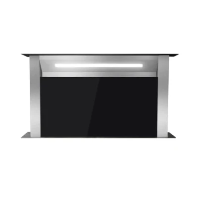 Abbildung von KKT KOLBE Wandhaube Dunstabzugshaube DRAFT Serie Tischabzug, Tischabzug / Downdraft Edelstahl Schwarz Glas LED Touch