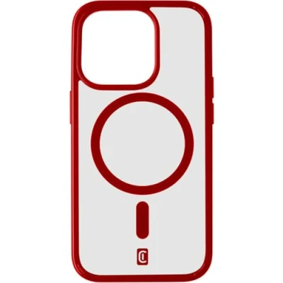 Abbildung von cellularline Pop Mag iPhone 15 Pro Max Transparente Hülle mit farbigen Kanten kompatibel MagSafe Ecosystem Geschützte Kanten, Tasten und Anschlüsse Rot