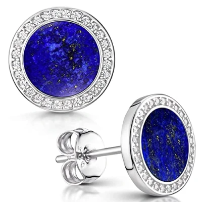 Abbildung von Materia Paar Ohrstecker Damen Lapislazuli blau Zirkonia SO 394, 925 Sterling Silber, rhodiniert