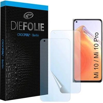 Abbildung von Crocfol Schutzfolie vom Testsieger [2 St.] kompatibel mit Xiaomi Mi 10 / Pro selbstheilende Premium 5D Langzeit Panzerfolie inkl. Kamera Schutzfolien (Casefit)