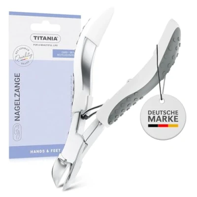 Abbildung von TITANIA Profi Nagelzange mit Softtouch Griff Starke für dicke Nägel Nagelschneider Maniküre &amp; Pediküre Nagelknipser Fußnägel 100% rostfrei