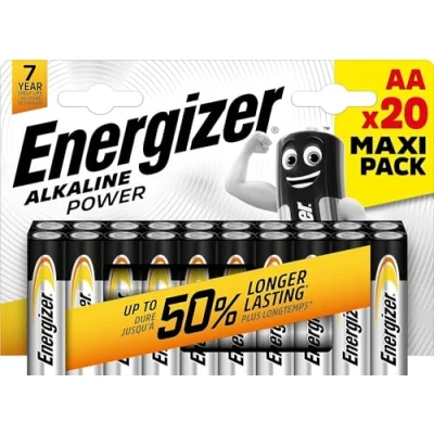 Abbildung von Energizer Alkaline Power AA Batterien, Lange Lebensdauer für den täglichen Gebrauch, sulfatfrei, 7 Jahre Lebensdauer, 20 Stück