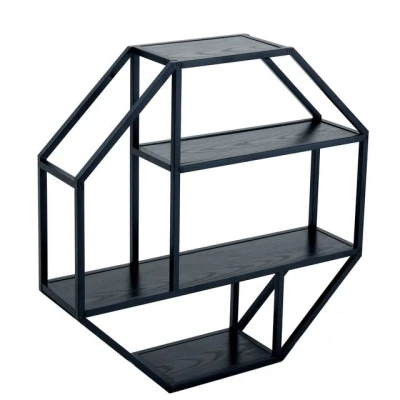 Abbildung von riess ambiente Wandregal SLIM LINE 77cm schwarz, Einzelartikel 1 tlg., Wohnzimmer · Holzwerkstoff Metall eckig 3 Fächer Industrial