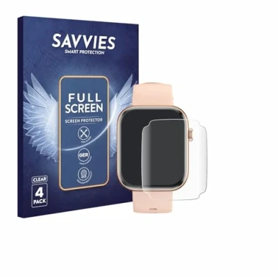 Abbildung von Savvies 4 Stück Full Screen Schutzfolie für Sytifro Smartwatch 1.93&quot; Cover Displayschutz Folie [3D Curved, Transparent]