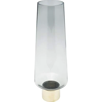 Abbildung von Kare Desig Vase Noble Ring, Grau/Messing, Deko Vase, Blumenvase, Glas, Stahl Verzierungen,mundgeblasen, Unikat, 40x14x14 cm (H/B/T)
