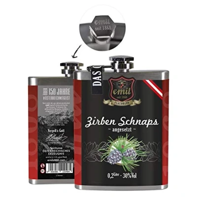 Abbildung von Emil Zirben Schnaps angesetzt Flachmann 0,2l