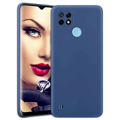 Abbildung von mtb more energy® Soft Silicon Hülle kompatibel mit Realme C21 (RMX3201, 6.5&#039;&#039;) dunkelblau Ultra Silk Touch Liquid Silikon Case Handyhülle Cover