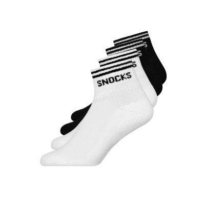 Abbildung von Snocks Retro 4 PACK Socken, Größe: 35 38, Schwarz weiß streifen