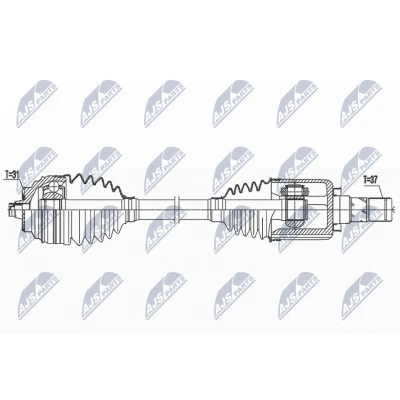 Abbildung von NTY NPW BM 166 Antriebswelle Vorderachse links 550 BMW: 2 Active Tourer, X1, Gran MINI: Clubman