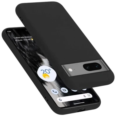 Abbildung von Cadorabo Hülle kompatibel mit Google Pixel 7 Silikon Handyhülle für Case aus flüssigem Kratzfeste und stoßfeste dünne TPU Schutzhülle Liquid SCHWARZ