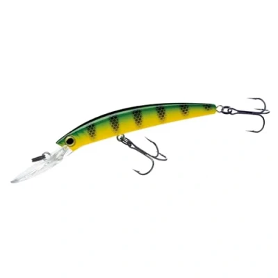 Abbildung von Yo Zuri Mm 3 Schwimmköder Crystal Minnow Deep Diver Walleye (F) 110 mm, Barsch, schwimmender tiefer Tauchköder, Grüne Sitzstange, 4 3/8 Inch