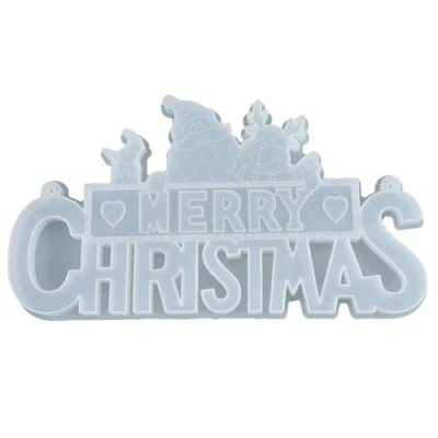 Abbildung von HOBKEY 1 Stück Frohe Weihnachten Silikonform Buchstaben Kristall Epoxidharz Silikongussform Silikonharzform für die Herstellung von Weihnachtsdekorationen