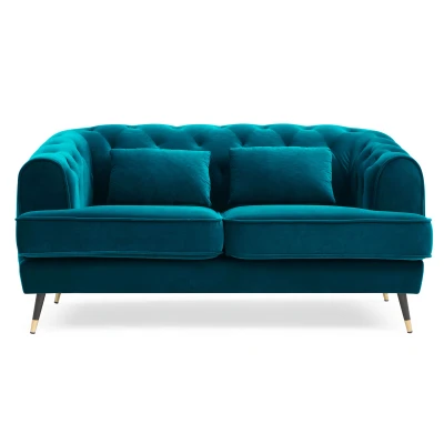 Abbildung von Gepolstertes 2 Sitzer Sofa im Boudoir Stil Glams Velours Entenblau Menzzo