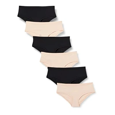 Abbildung von Amazon Essentials Damen Maxi Slip (in Übergröße erhältlich), 6er Pack, Helles Blütenblatt/Schwarz, XXL Große Größen
