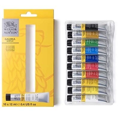 Abbildung von Winsor &amp; Newton 2190605 Galeria Acrylfarben Set, Mehrfarbig, 10 Farben Starterset, 12 Milliliter