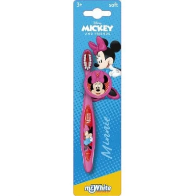Abbildung von Minnie Mouse Zahnbürste mit Schutzkappe, Saugnapf, bequemem Griff und weichen Borsten für Kinder
