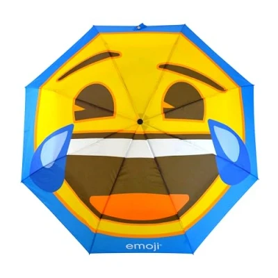 Abbildung von Emoji Regenschirm für Erwachsene, Unisex, automatisch öffnen und schließen, kompakt, Blau