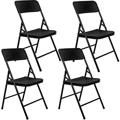 Abbildung von AMANKA 150kg Klappstuhl 4er Set 50x46x83 Rattan Optik Wetterfest Klappbar Balkonstuhl Gartenstuhl