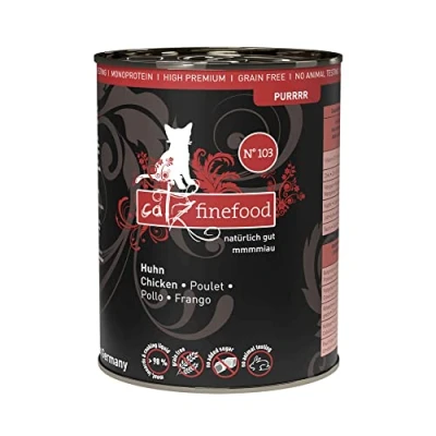 Abbildung von catz finefood Purrrr Huhn Monoprotein Katzenfutter nass N 103, für ernährungssensible Katzen, 70% Fleischanteil, 6 x 400g Dose