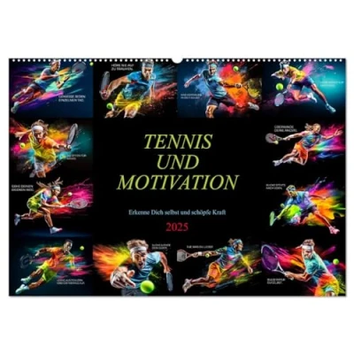 Abbildung von Tennis und Motivation (Wandkalender 2025 DIN A2 quer), CALVENDO Monatskalender