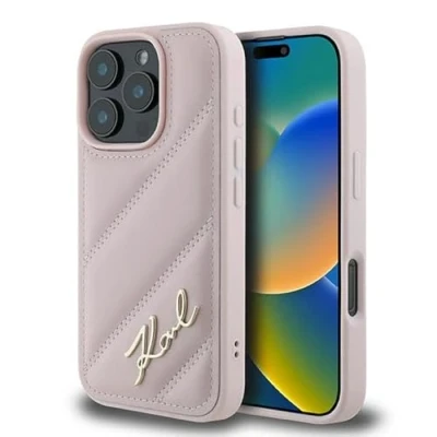 Abbildung von CG Mobile Karl Lagerfeld KLHCP16XPQDSMGP hülle für iPhone 16 Pro Max 6.9&quot; Rosa hardcase Quilted Signature