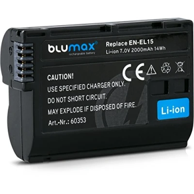 Abbildung von Blumax Akku ersetzt Nikon EN EL15 EL15a 2000mAh kompatibel mit DSLR D7200 D750 D500 D7000 D800 D810 D810e D600 D610 D7100 D850 D7500