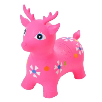 Abbildung von Pink Papaya Hüpftier Einhorn Hüpf Pferd, Kuh oder Reh, aufblasbares, Kinder Hüpfspielzeug inkl. Pumpe