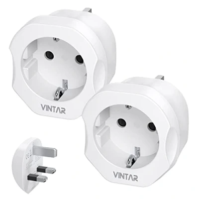Abbildung von Adapter England Deutschland Stecker, VINTAR 2 PC Reiseadapter UK Stecker Type G, Steckdose Reisestecker Steckdosenadapter für Großbritannien Irland Malaysia Dubai, Singapur