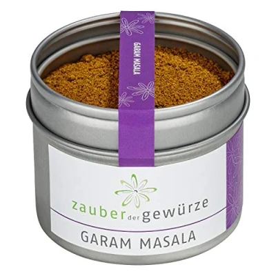 Abbildung von Zauber der Gewürze Garam Masala, aromatische indische Gewürzmischung, auch zur Herstellung einer Masala Paste, Premiumqualität in wiederverschließbarer Aroma Dose, 50 g