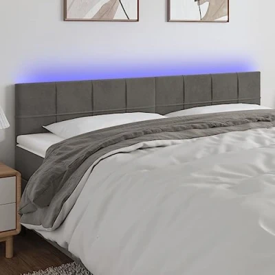 Abbildung von FUDUGEHMIOFWFJJ kopfteil Bett 140,holzpaneele Wand,rückenlehne Bett,LED Dunkelgrau 200x5x78/88 cm Samtbett bezug,kopfteil 200 breit,bettkissen rückenlehne,