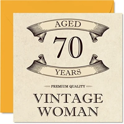 Abbildung von Stuff4 Geburtstagskarte zum 70. Geburtstag im Vintage Stil für Frauen 70 Jahre lustige Mama Schwester Ehefrau Oma Tante 145 mm x Damen Grußkarten
