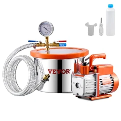 Abbildung von VEVOR 3,5CFM Vakuumpumpe mit 5,68L Vakuumkammer Unterdruckpumpe Vacuum Pump Kit