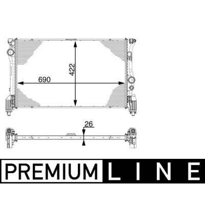 Abbildung von MAHLE ORIGINAL CR 931 000P Kühler, Motorkühlung 690 422 26 Kühlrippen gelötet MERCEDES BENZ: Vito Kastenwagen, V Klasse
