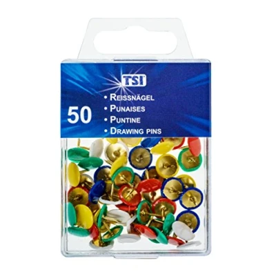 Abbildung von TSI Reißnägel, 50 er Packung, farbig