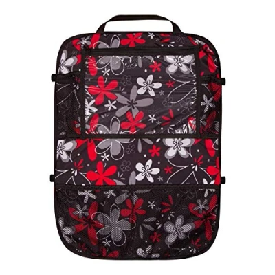 Abbildung von Auto Rücksitz Tablet iPad Organizer Multi Tasche Rückenlehnenschutz Sitzschoner Blumen Rote Graue [007]